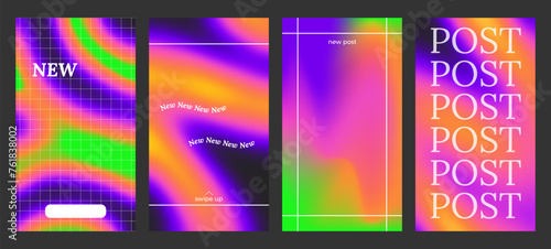 Y2k Trendy Aesthetic abstract gradient blue yellow color background with translucent blurred pattern. Modern poster for social media stories, album covers, banners, templates for digital marketing