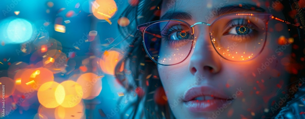 Futuristic Portrait of a Young Woman with Vivid Lights. Generative ai Futuristic Portrait of a Young Woman with Vivid Lights. Generative ai