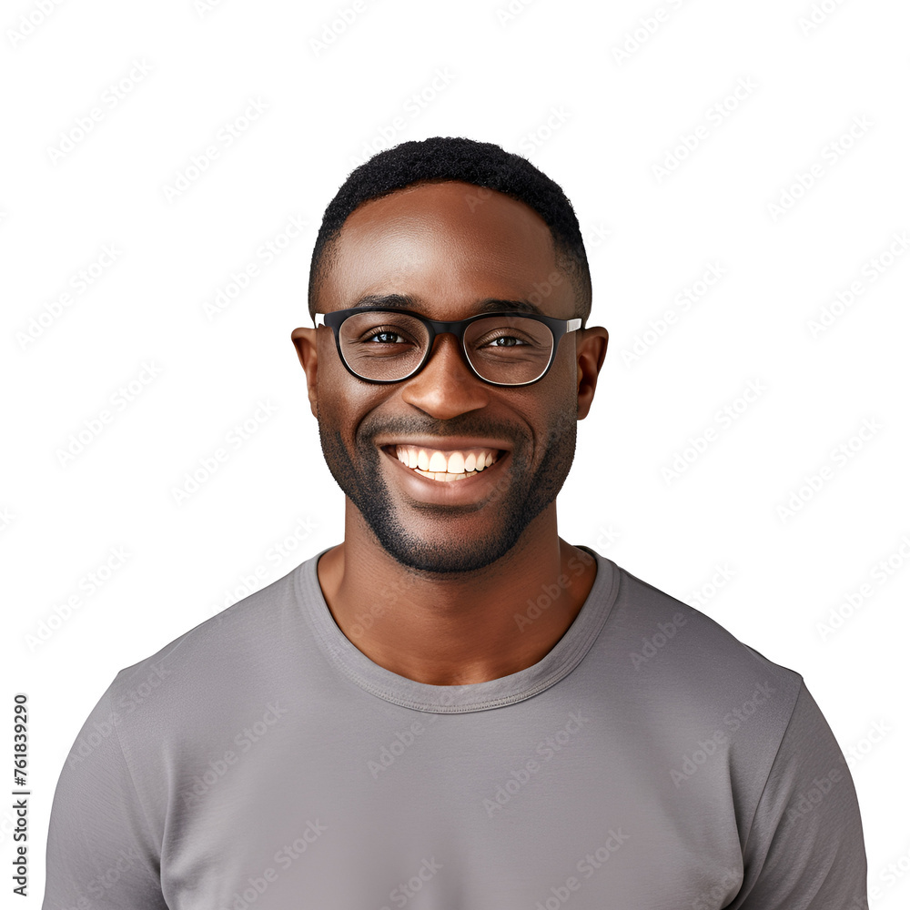 Obraz premium Teacher’s Half Body Close-Up - Happy Afro-American Man Portrait, Isolated on Transparent Background, PNG