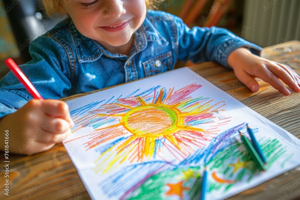 The child is an artist. Background with selective focus and copy space The child is an artist. Background with selective focus and copy space