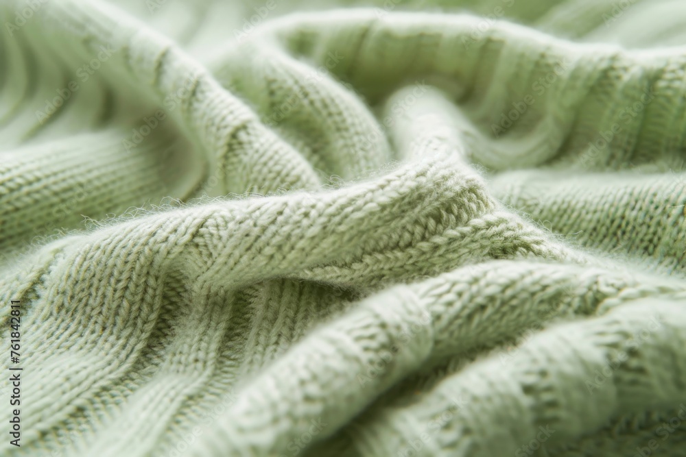 Closeup of cashmere sweater in light green Closeup of cashmere sweater in light green