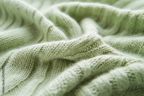 Closeup of cashmere sweater in light green