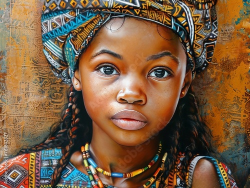 Heritage day south Africa. Portrait of an African girl. Culture identity and history. Celebrate honor to ancestors. photo