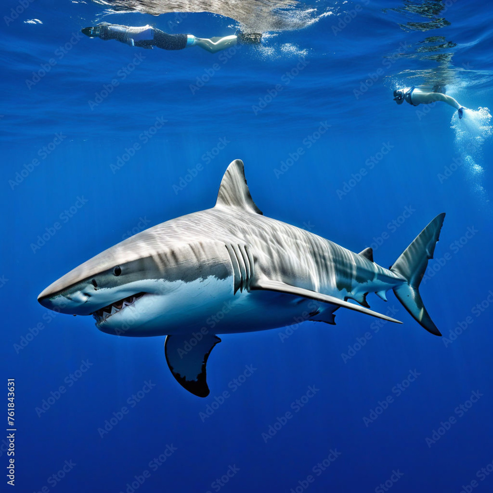 Obraz premium Blue Majesty Exploring the Enigmatic World of the Oceanic Predator