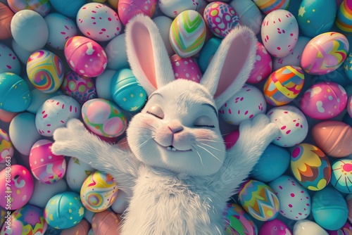 Easter Bunny Relaxing in a ...