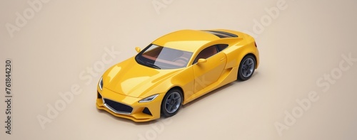 luxury yellow sports car. Car toy 3d model. © Eggogen