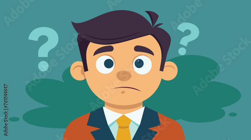 Puzzled Young Man With Question Marks Illustration