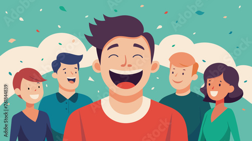 Joyful Man With Friends Celebrating Outdoors
