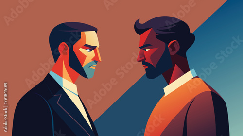 Face-to-Face Confrontation Between Two Men at Dusk