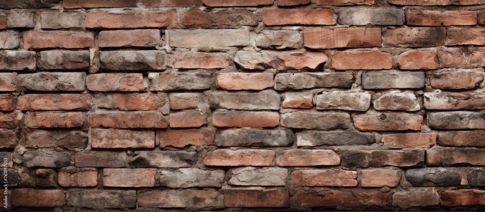 A detailed closeup shot capturing the brown rectangular bricks and mortar of a brick wall, showcasing the building materials composite beauty A detailed closeup shot capturing the brown rectangular bricks and mortar of a brick wall, showcasing the building materials composite beauty