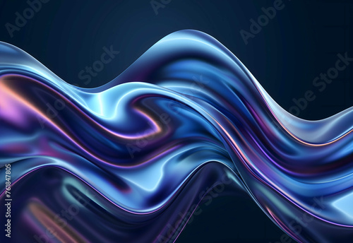 abstract liquid holographic background in pink and blue. Generative AI