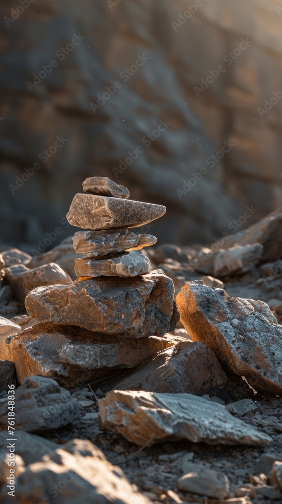 Zen stone stack in natural light