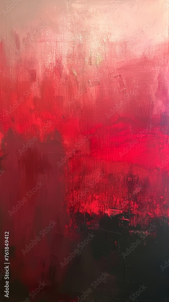 Abstract red and black acrylic painting