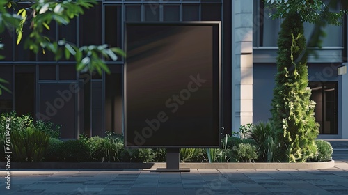 Mockup logo. Black square signboard mockup for logo design, brand presentation for companies, ad, advertising, shops