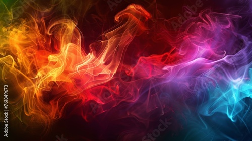 Colorful abstract smoke art on dark background