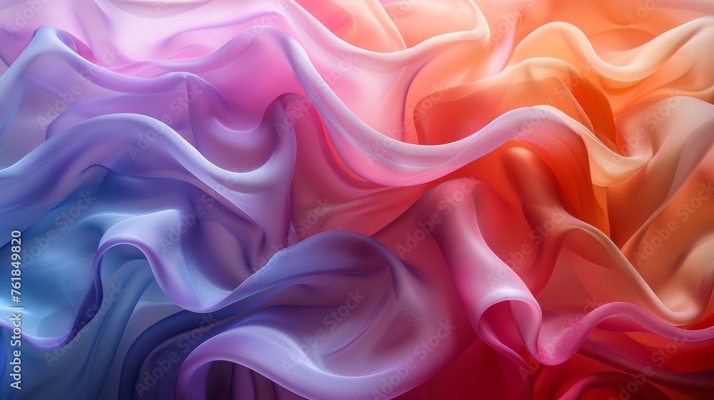 Fototapeta premium Abstract colorful satin fabric waves