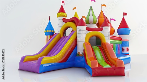 bounce house slide, Colorful bouncy castle slide for children playground 