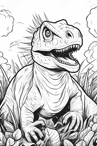 Coloring page  Dinosaur. High quality photo. Generated by AI