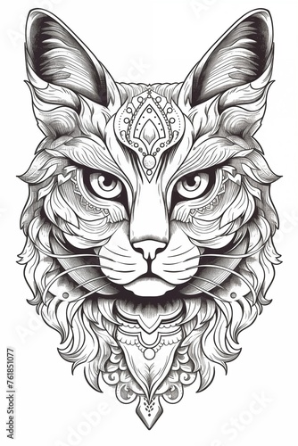 Coloring page, Cat. High quality photo. Generated by AI
