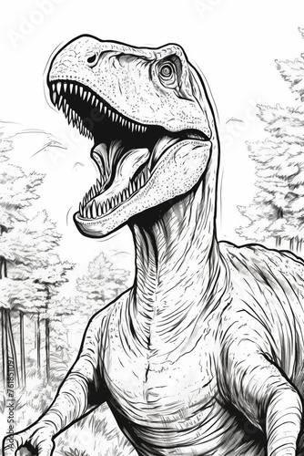 Coloring page, Dinosaur. High quality photo. Generated by AI
