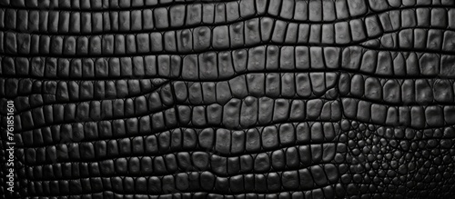 A detailed closeup shot of a grey automotive tire showcasing a textured black leatherlike pattern. The monochrome photography captures the intricate mesh design of the composite material photo