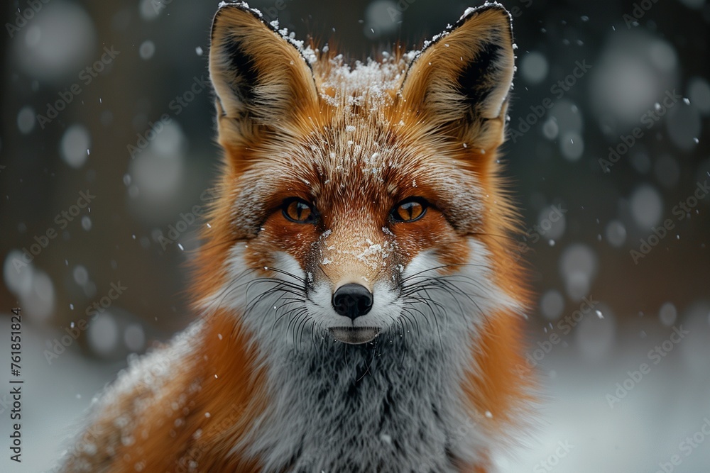 Fototapeta premium Fox captured gracefully amidst the wintry landscape, blending with the serene white surroundings effortlessly