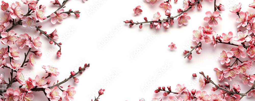 Clipart cherry flowers tree branch isoated on white background