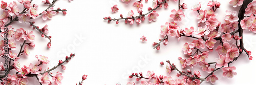 Sakura cherry tree branch isoated on white background