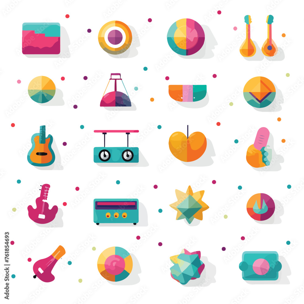 Music and party apps icon set over white background