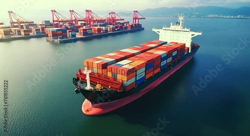 worldwide commercial and foreign trade by container ships photo
