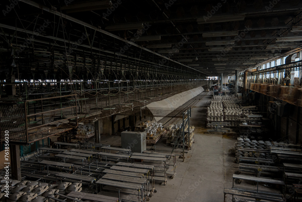 Abandoned ceramic factory with equipment