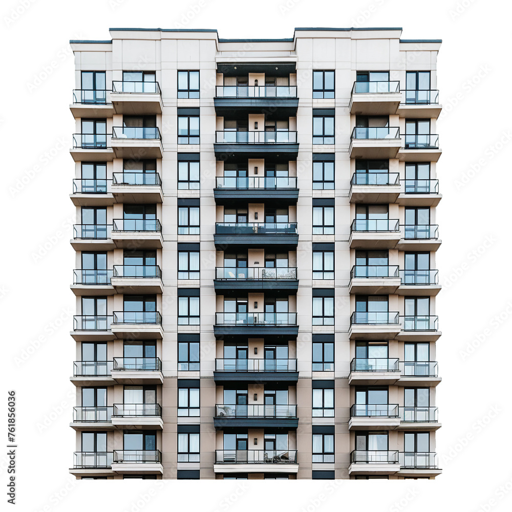 Apartment building, isolated object.