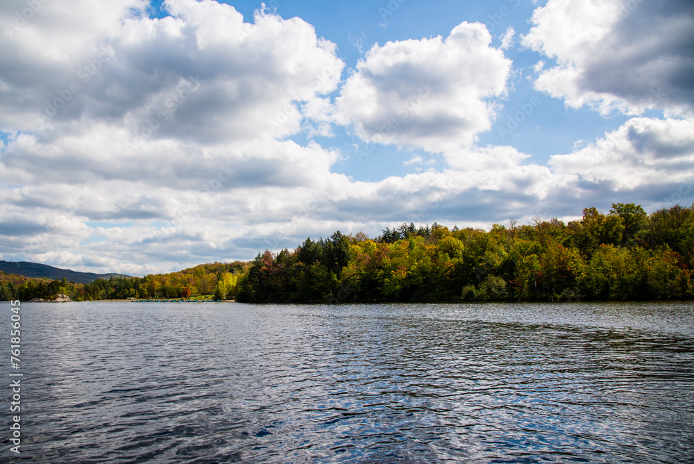 Orford mountain, Canada - September 24 2017: Orford mountain autumn view Orford mountain, Canada - September 24 2017: Orford mountain autumn view