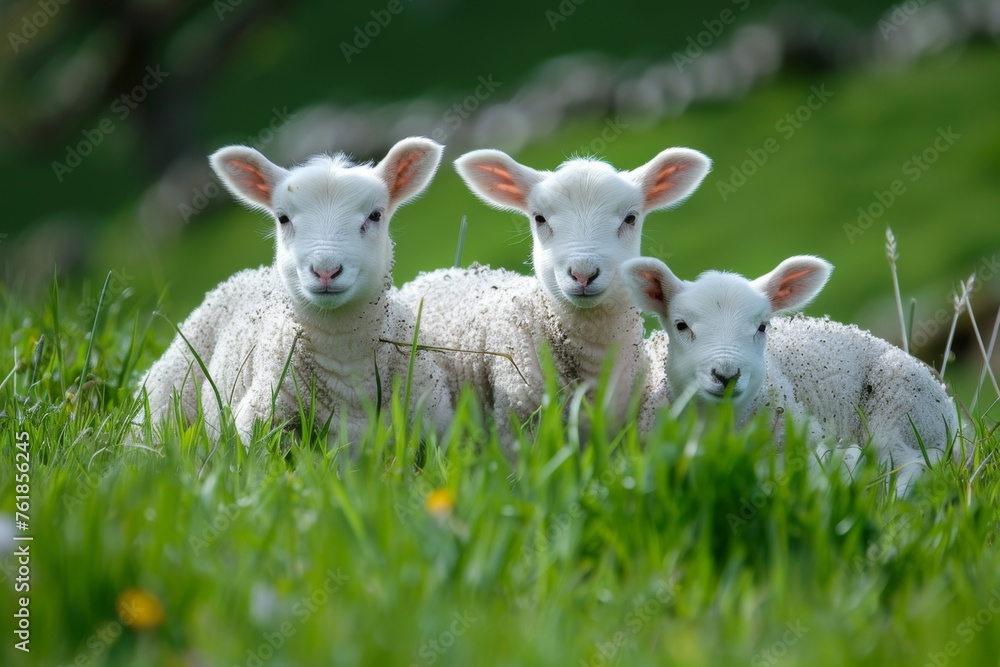 Prime lambs on green grass Prime lambs on green grass