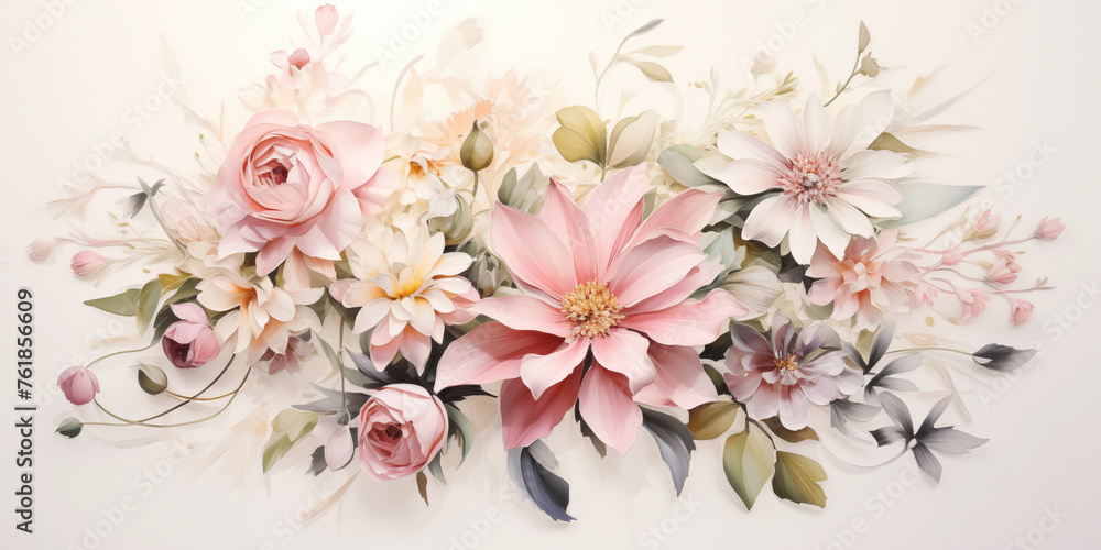 Serene display of paper crafted flowers in pastel hues, ideal for elegant designs Serene display of paper crafted flowers in pastel hues, ideal for elegant designs