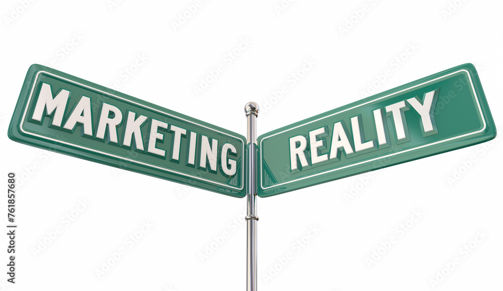 Marketing Vs Reality True or False Communication Message Street Signs 3d Illustration Marketing Vs Reality True or False Communication Message Street Signs 3d Illustration