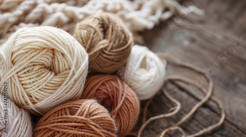 picture of wool yarn, craft natural colored knitting hobby backgrounds
