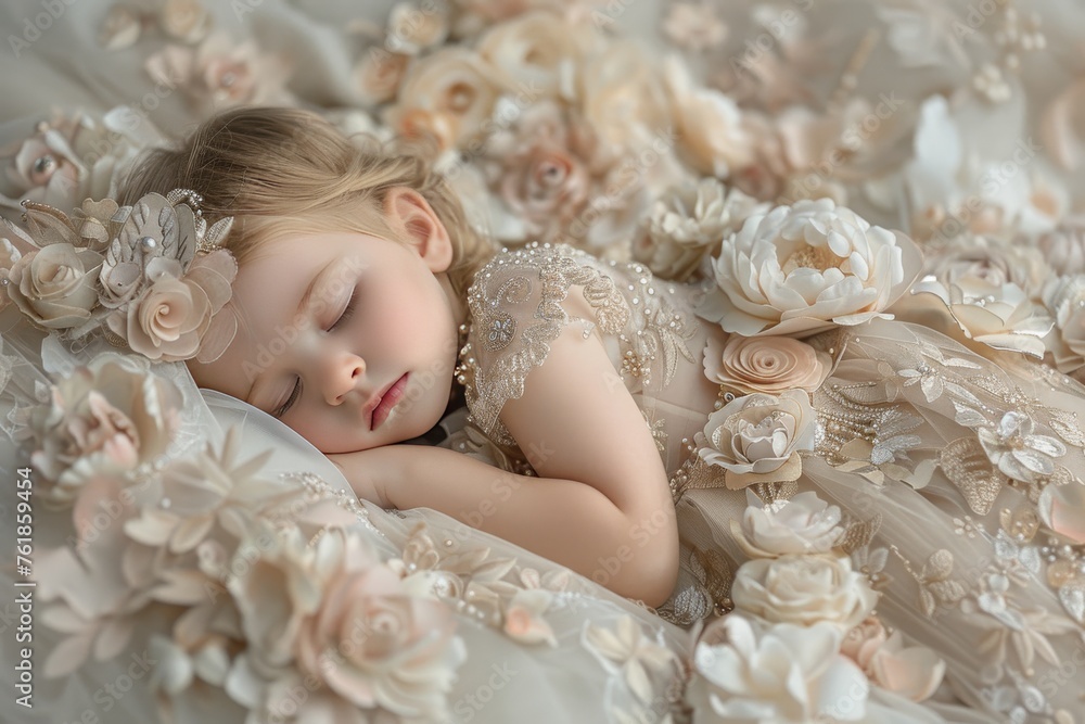 Little Girl Laying Down in Bed