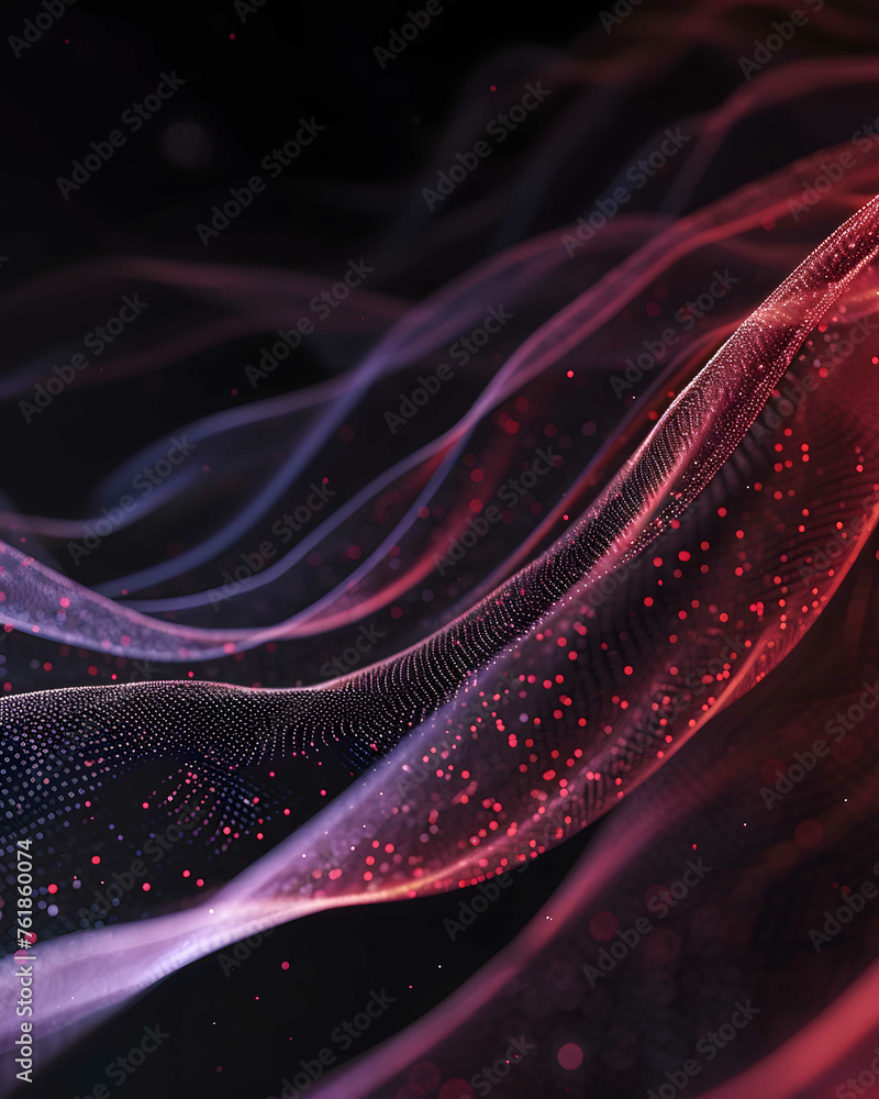 Dazzling Cityscapes: Bright Colorful Waves of Light on Dark Background - Abstract Background, Layered Mesh - Generative AI