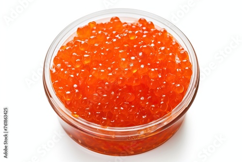 Fresh red caviar isolated on white background