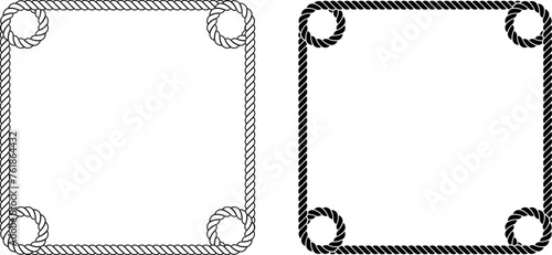 outline silhouette square rope frame set with copy space fot text or design