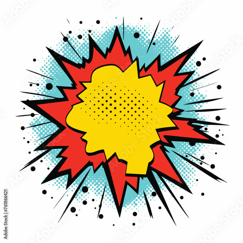 Pop art comic style explosion icon with room 