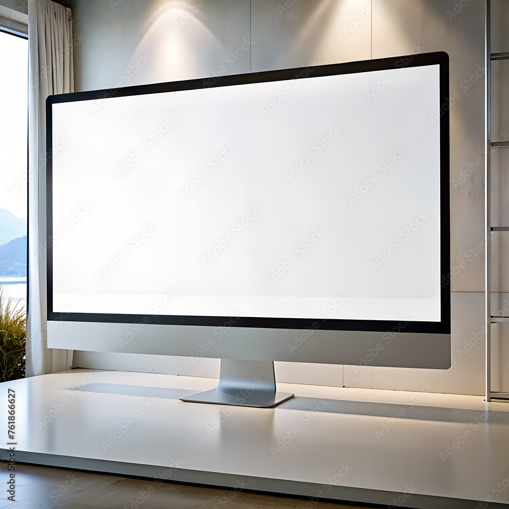 Fototapeta premium mockup huge white screen on monitor