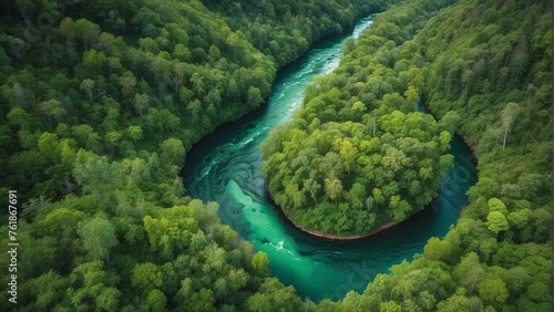 Birds view of a winding river 