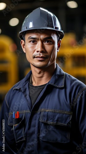 Man Wearing Hard Hat in Factory © umar