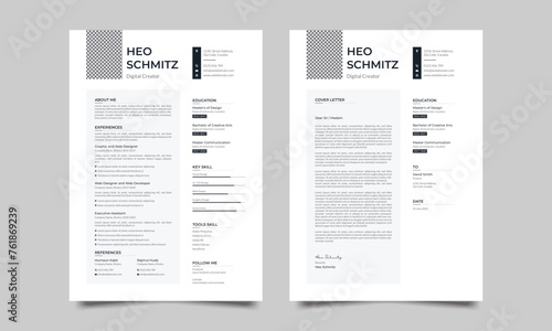Clean Two Column Resume and Cover Letter Layout Set