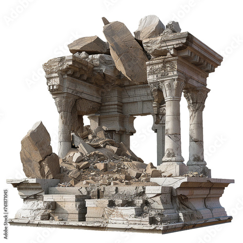 destroyed tample, isolated object.
