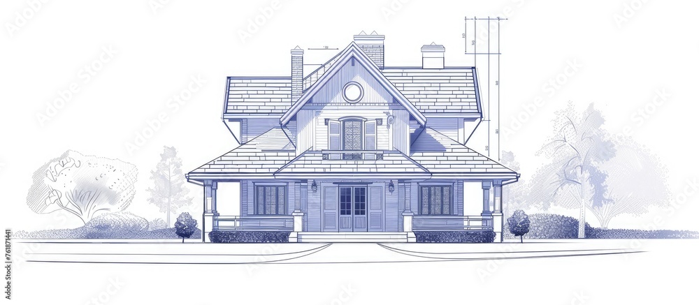 House construction outline, illustrated.