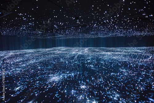 A shimmering field of light particles, simulating a starry night sky, where each particle is a soft shade of silver, pale blue, or gentle purple 
