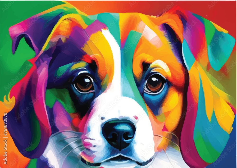 Dog Oil painting. Abstract Dog oil art. Cute Dog oil painting. Colorful dog head art illustration painting art style. watercolor colorful painting illustration art. dog head illustration oil painting.